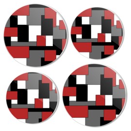 Electric Stove Top Covers Set of 4 for Range Accessories, Dynamic Red, Black and Gray Geometric Pattern Gas Stove Top Covers for Expanding Counter Space Stovetop Decor