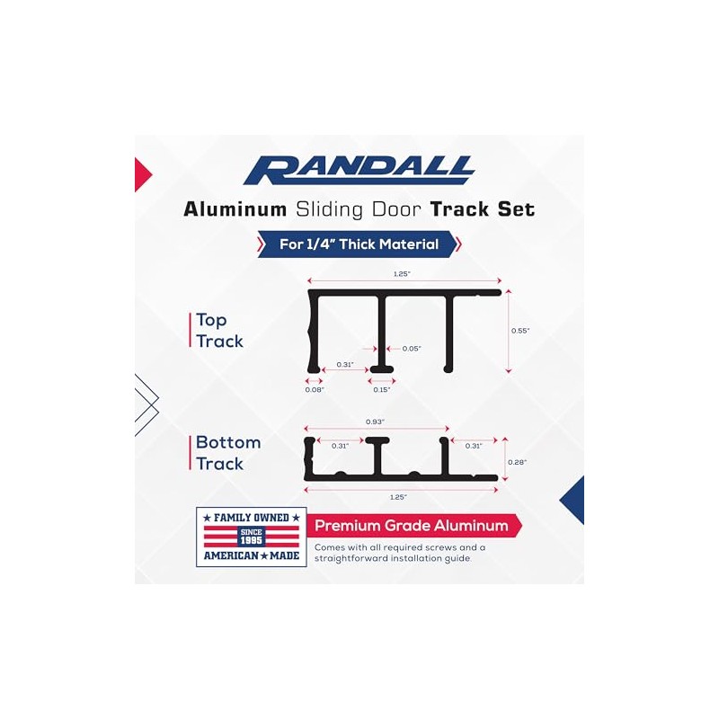 1/4" Aluminum Sliding Door Track (4 FT Long)