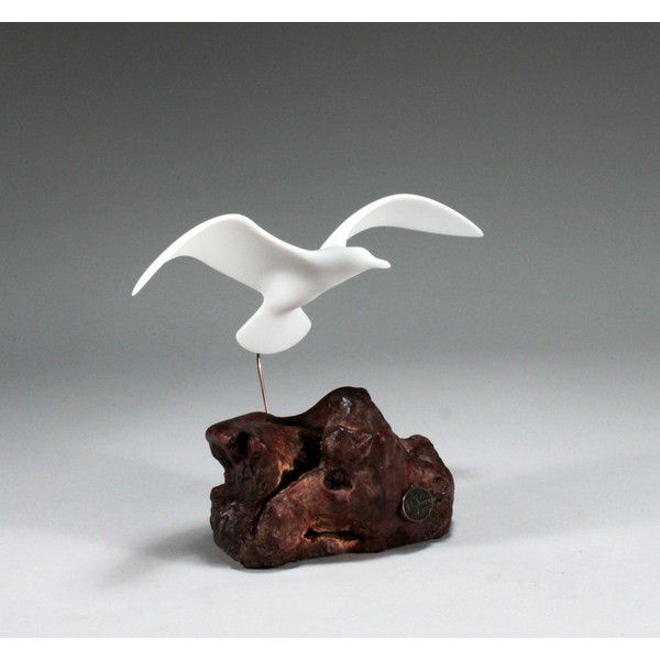 Seagull by John Perry Sculpture 9in wingspan Burlwood base Wings