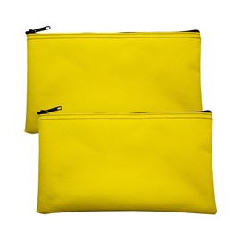 Cardinal bag supplies Multipack of 2 Compact Zipper Cloth Pouches, Zipper Bag, Travel Toiletry, Cosmetics, Stationary Case, 11 x 6 inches (Yellow)