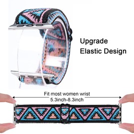 VeekyVicky Watch Bands Compatible with iWatch Series SE/6/5/4/3/2/1 38mm 40mm Evil Eyes Elastics Nylon Replacement Wristband Evil Eyes