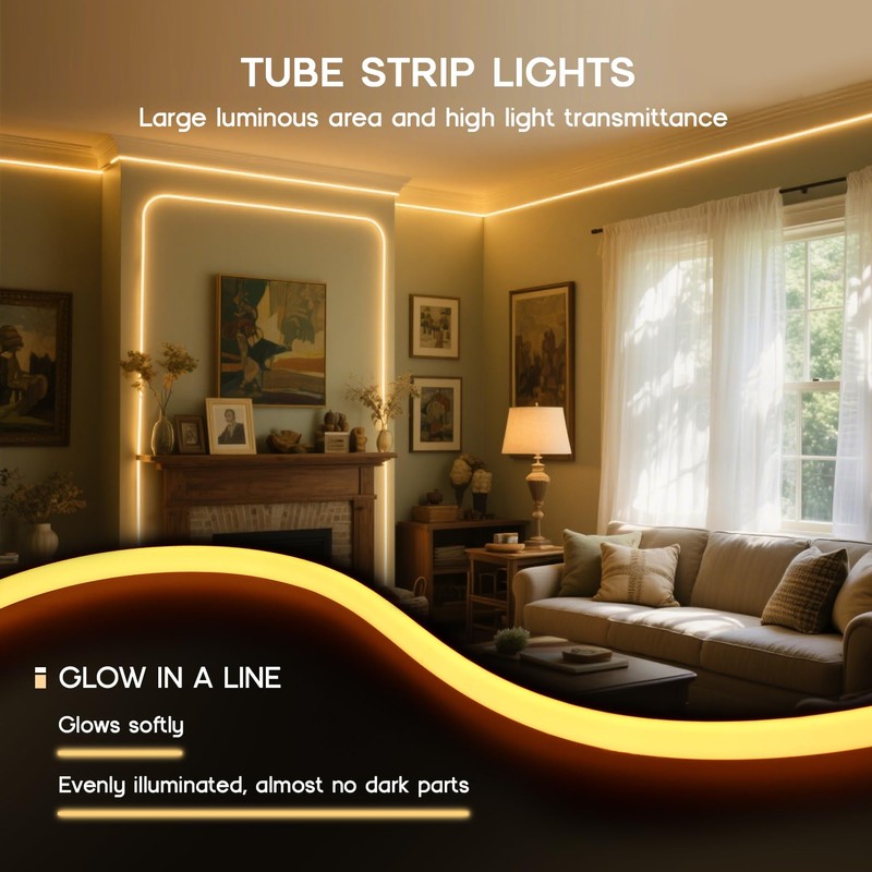VOEWT - Tira de luces LED de neón blancas de