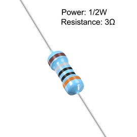sourcing map Metal Foil Resistor 1% Tolerance 5 Colour Band 3 Ohm 0.5 W cm Pack of 50