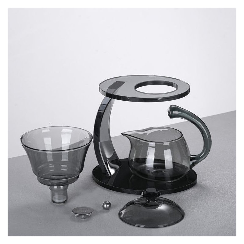 MOZEO Glass Teapot Set Semi Automatic Drip Rotating with Infuser