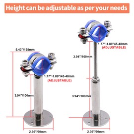 AKIHISA 1-57/64 Inch Ceiling Mount Pipe Support,2 Pack Adjustable 304 Stainless Steel Split Ring Hanger Range 45-48mm(100+100mm)