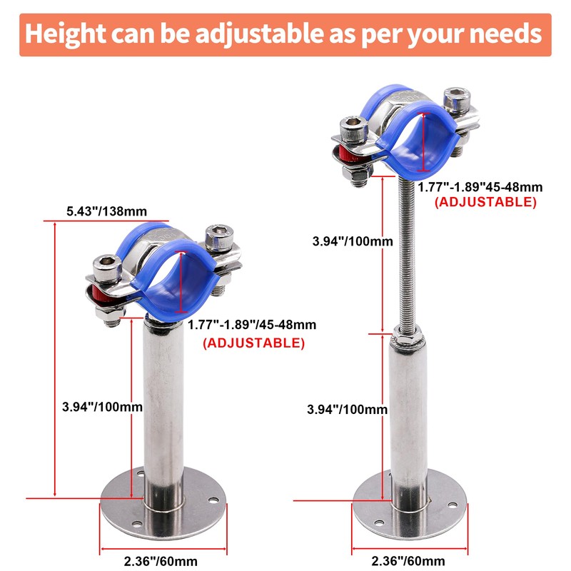 AKIHISA 1-57/64 Inch Ceiling Mount Pipe Support,2 Pack Adjustable 304
