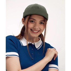 Rumnoke Quick Dry Docker Caps for Men Brimless Cap Sailor Rolled Cuff Beanie Hat Green