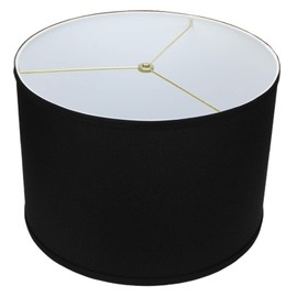 FenchelShades.com 16" Top Diameter x 16" Bottom Diameter 11" Height Cylinder Drum Lampshade USA Made (Linen Black)