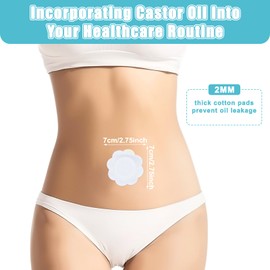 50Pcs Castor Oil Patches, Self-Adhesive Disposable Castor Oil Pack Wrap for Belly Button Wrap Pads Spunlace Cloth Highly Absorbent Organic Cover Compress Patches