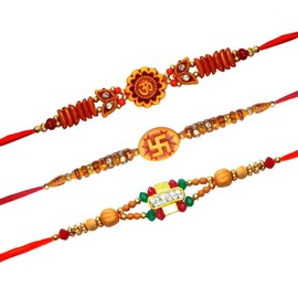 Tuelip Set of 3 Rakhi for Brother Raksha Bandhan Handmade Bracelet for Bhaiya Bhabhi Rakhi Bracelet, Indian Designer Latest Rakhi for Bhai Rakhee Thread Fancy Rakhi for Brothers