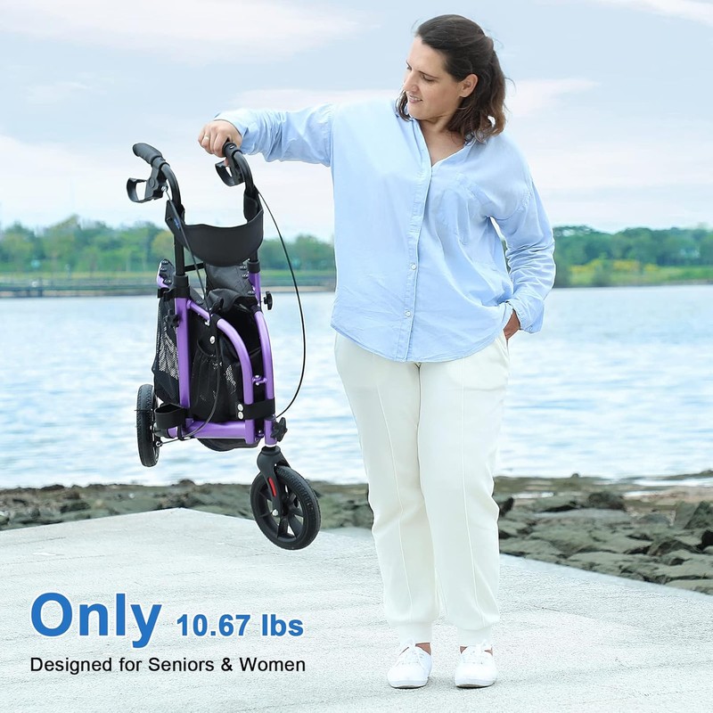 WALK MATE 3 Wheel Rollator Walker with Seat for Slim