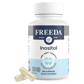 FREEDA Pure Inositol Capsules - 650 mg Inositol Supplement from Myo-Inositol - Mood and Calm Support - Vegetarian and Kosher Certified Vitamin B8 (Inositol) Supplements - Made in USA - 100 Count