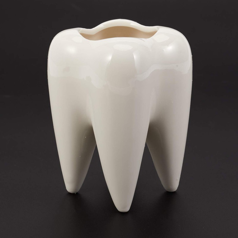 Dropfree Tooth Shape White Ceramic Flower Pot Modern Design Planter