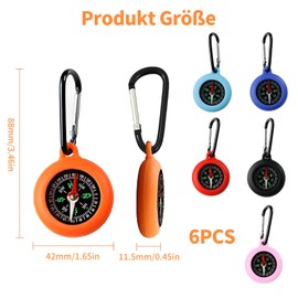 SHYSBV Pack of 6 Multicolour Children's Mini Compass, Mini Compass Children Outdoor, Compass Outdoor with Carabiner Hook, Portable Compass Children's Birthday, Precise and Fast, for Holiday Camp