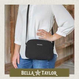 Bella Taylor Simple Crossbody Purse for Women, Small Shoulder Handbag, Quilted Vintage Black Microfiber