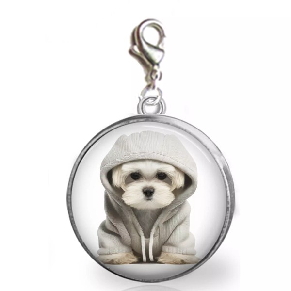 Unbranded Maltese Puppy Dog Clip On Charm Bracelets Zipper Pull