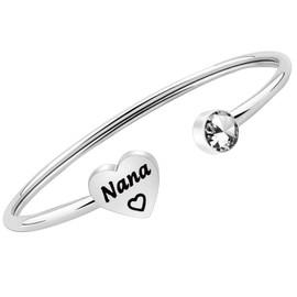 Nana Bracelet Nana Gifts Bangle Bracelet Grandma Jewelry Gifts for Mimi Nana Grandmother (silver)