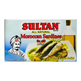 Sultan Moroccan Season Sardines in Oil, 100% All-Natural, High Protein, No Additives, No Preservatives, Paleo, Carnivore, Keto Friendly, Zero Carb, Sealed Freshness, 4.37oz (Pack of 50)