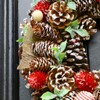 15" Decorated Red Winter Rose, Cotton & Pine Cone Artificial