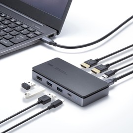 Sanwa Supply USB-C VDK17 Docking Station (HDMI x 2 Screen Output, LAN Terminal)