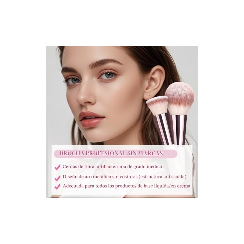 Set de 15 Brochas de Maquillaje de Viaje para Base,