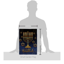 Breeze Decor Happy Hanukkah Set Wall Holder Winter Candle Bonsai Menorah Jewish Chanukah David House Decoration Banner Small Yard Gift Double-Sided, Garden Flag 13"x 18.5", Thick Burlap