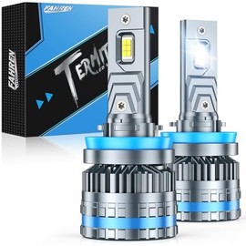 FAHREN 2026 Brightest H11 Bulbs – 𝟔𝟎,𝟎𝟎𝟎𝐋𝐌 H11/H8/H9/H16 Lights, 12X High-Focus LED Fog Light, Built-in Canbus Ready, Unique Wide-Long Heat Sink, Sleek Clear Aesthetic, Braided Cable, Pack of 2
