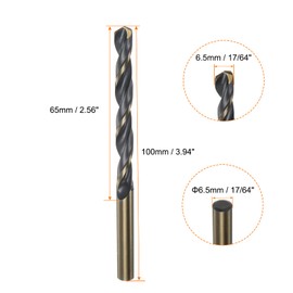 QUARKZMAN 5 Pieces 17/64" Black Nitride Gold Titanium Coated High Speed Steel (HSS) Twist Drill Bits 4341 Twist Drill Bits for Stainless Steel Alloy Metal