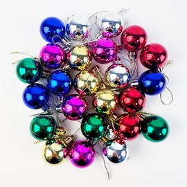 24 Pieces 30 mm Christmas Balls Decoration Shatterproof Christmas Tree Baubles Mini Christmas Hanging Ball for Christmas Tree Holiday Wedding Party Decoration, Colorful