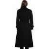 Escalier Women's Wool Trench Coat Double-Breasted Jacket with Belts Black