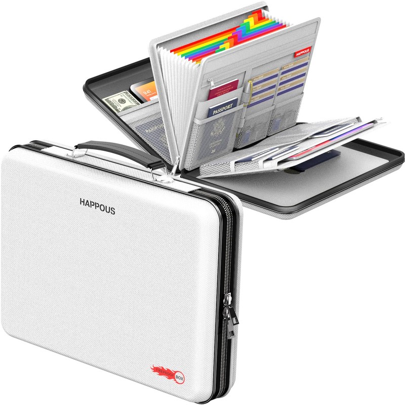 HAPPOUS Fireproof Document Organizer, Expanding File Organizer with 13 Pockets,