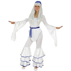 Foxxeo White 70s Disco Costume for Women Carnival Theme Party Size S