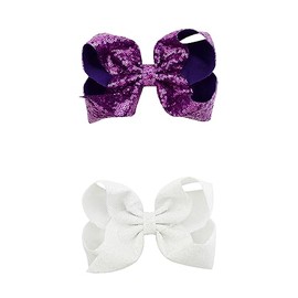 DESUNESS 4 Pcs Girls Sequin Bow Hair Barrettes Clips Bows Hair Slides Metal Clips French Style with Long Tail Ponytail Women Girls Hair Accessories (D)