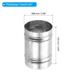 PATIKIL 70mm/2.7" Duct Connector, Galvanized Steel Duct Coupling Vent Coupler Dryer Pipe Coupling Hose Extension Connector with Duct Clamps for HVAC Exhaust Fan Vent Systems, 4" Long