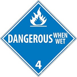 NMC DL47R National Marker Dot Placard Dangerous Sign, When Wet 4, 10 3/4 Inches x 10 3/4 Inches, Rigid Plastic
