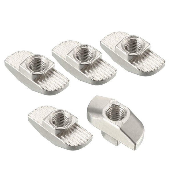 sourcing map Sliding T Slot Nuts, M5 Half Round Roll In T-Nut for 4040 Series Aluminum Extrusion Profile, Carbon Steel Nickel-plated, Pack of 30