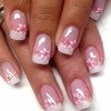 French Tip Press on Nails Medium Square Fake Nails Pink