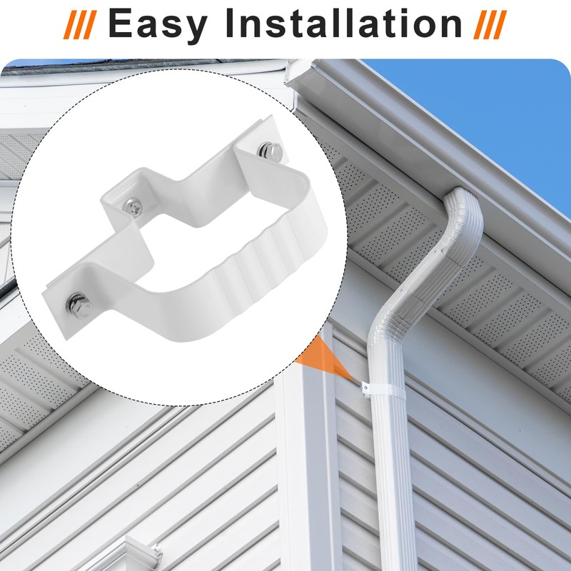 6-Pack Downspout Straps 2x3 & Wall Brackets, White Downspout Fasteners