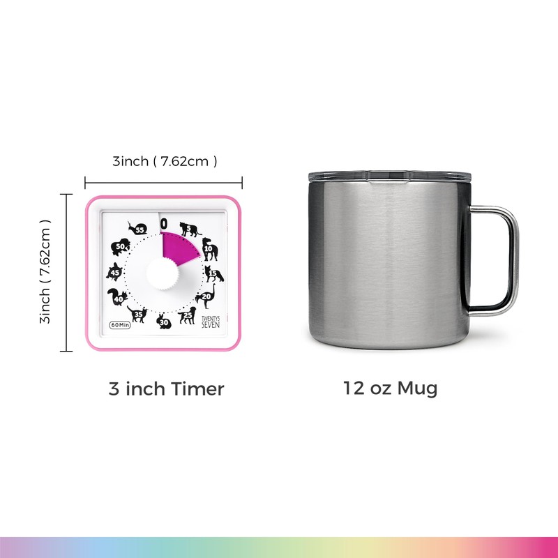 Baby Pink Visual Timer - 60 Min Countdown, Silent, Loud