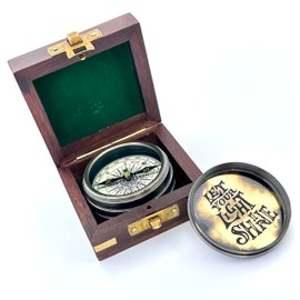 Engraved Compass w Wooden Box - Let Your Light Shine - Unique Gifts for Fathers, dad, for him Gifts Husband, Husband, Men's Graduation Gifts, Unique Gifts for Men