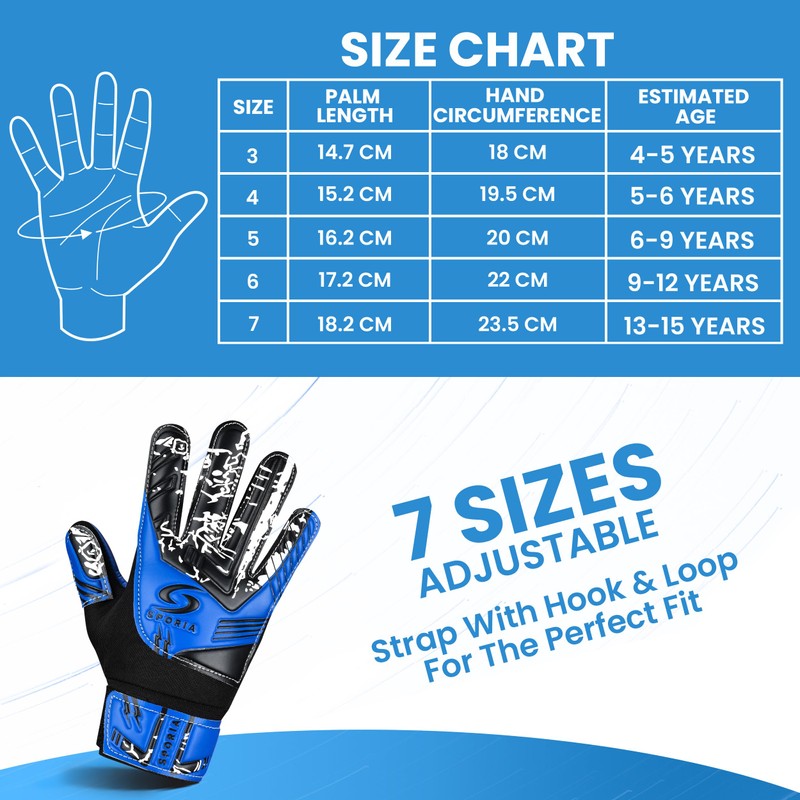 SPORIA Youth Goalie Gloves (Fluo Blue, 5)