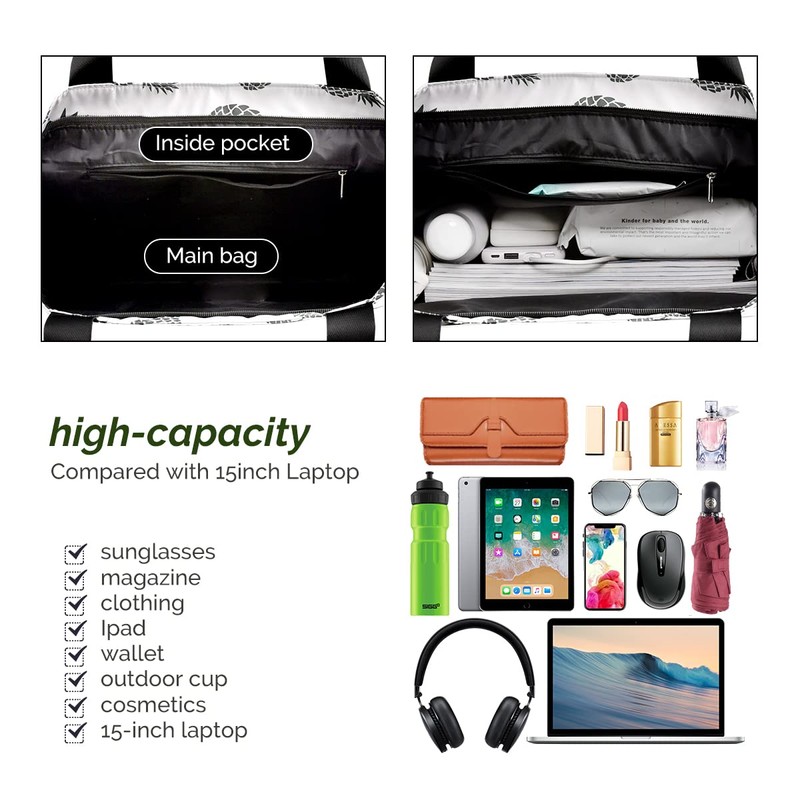 HOMESPON Large Waterproof Beach Bag with Zip and Pockets for