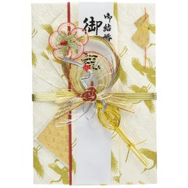 Iyo Yuina Center V102-09 Gold Seal Wedding Celebration Crane, Gold 8.7 x 5.9 inches (22 x 15 cm)