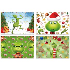 Merry Grinchmas Placemats Set of 4, Heat Resistant Table Mats, Washable Fabric Christmas Place mats for Dining Table, Winter Table Placemats, Christmas Supplies and Decorations, Ginch Table Mats