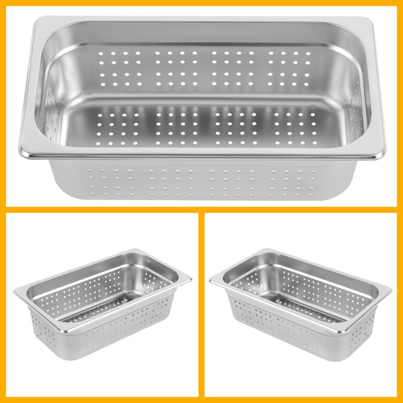 Hotel Pans, 2-Pack 1/3 Size Stainless Steel Perforated Steam Table