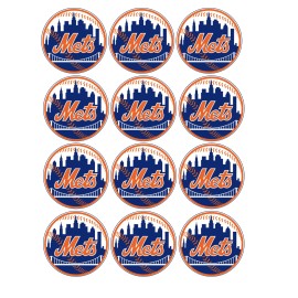 Handmade set of 12 NY baseball, edible paper, cupcake cookie toppers CHOOSE SIZE - 1"