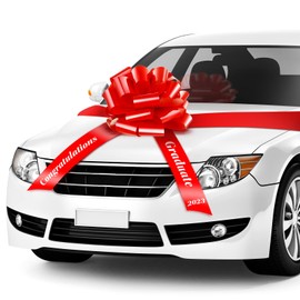20 Inch Congratulations Bow for Car Big Large Graduate Car Bow Ribbon for 2024 Graduation Decoration Pull Wrapping Bow Ornament for Birthday Party(Red)