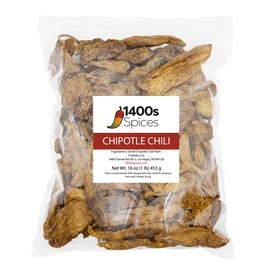 1lb Chipotle Meco Chiles, Dried Whole Smoked Peppers by 1400s Spices