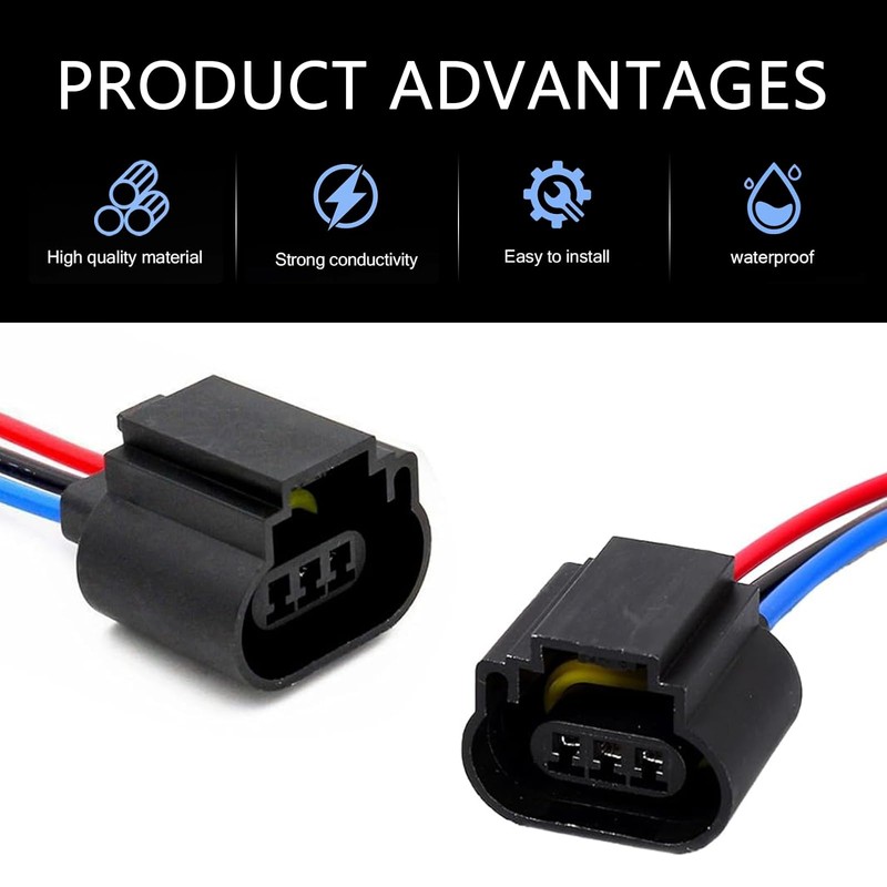 Downhill 2 PCS H13/9008 Female Socket Harness Connectors, Signal Light