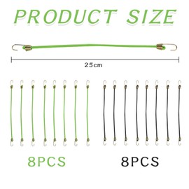 Pack of 16 Rubber Bungee Rope with Hooks, Bungee Rope with Hooks, Small Bungee Rope, Elastic Band, Mini Bungee Rope with Hooks, Elastic Band with Hooks